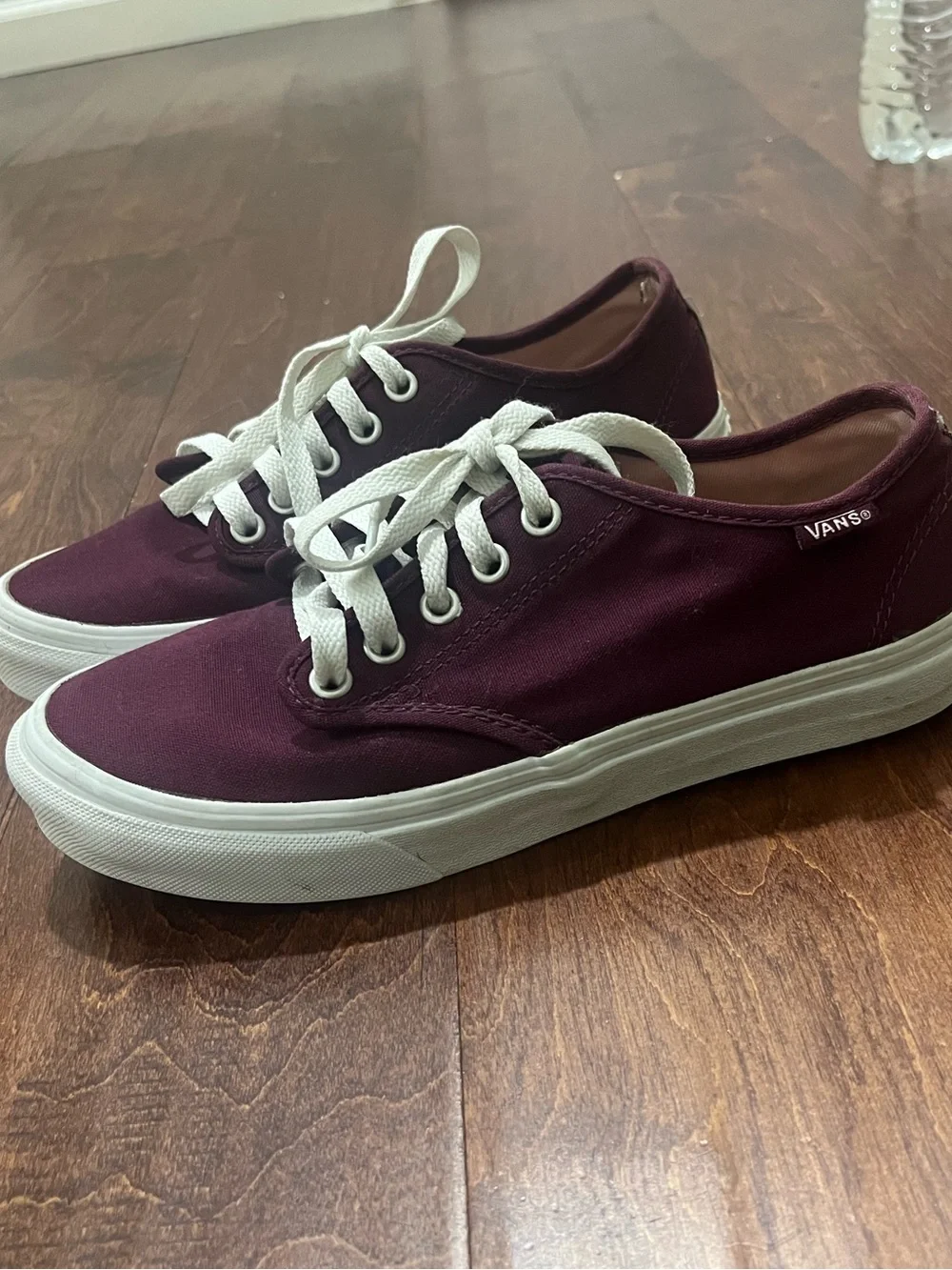 Vans Low-Top Canvas Sneakers in Plum and White